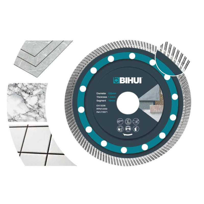 Диск алмазний BIHUI SUPER THIN
TURBO 125x1,2x22,23 мм (DCBN5)