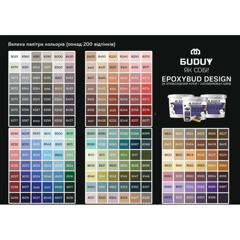 Epoxy Bud 8712 компл-т 2,5 кг 2K епоксидний заповнювач швів ТМ BUDUY