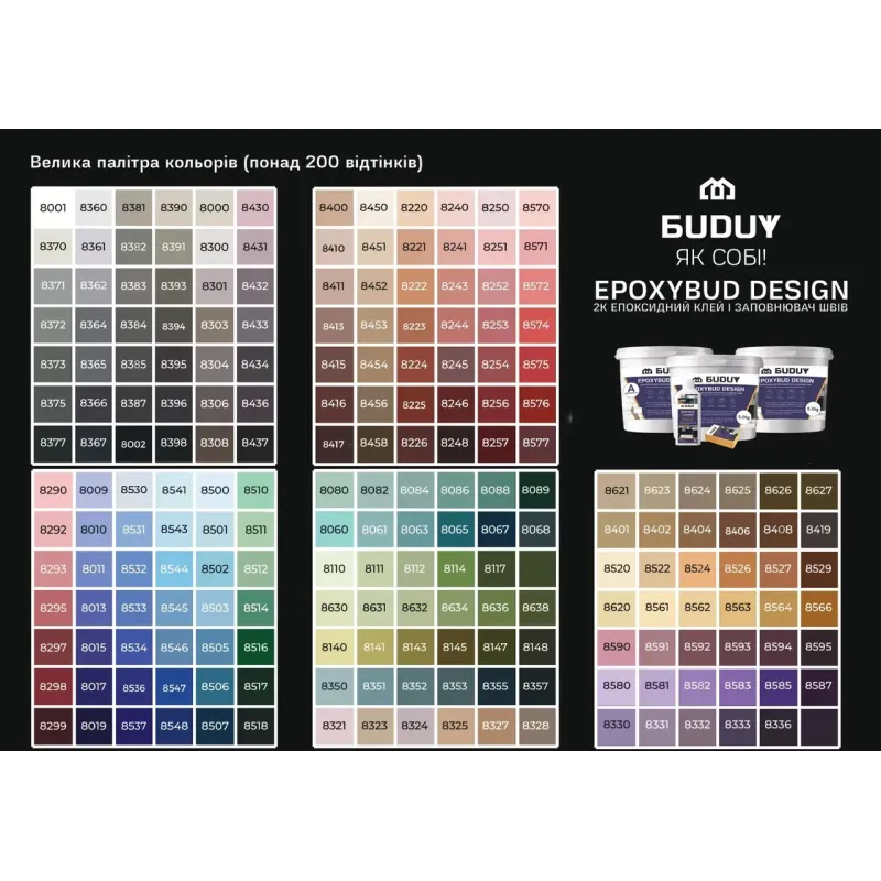 Epoxy Bud 8411 компл-т 2,5 кг 2K епоксидний заповнювач швів ТМ BUDUY