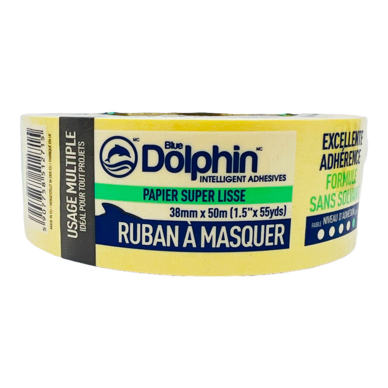 Стрічка малярна 38 мм х 50 м Blue Dolphin 20708 багатофункціональна жовта