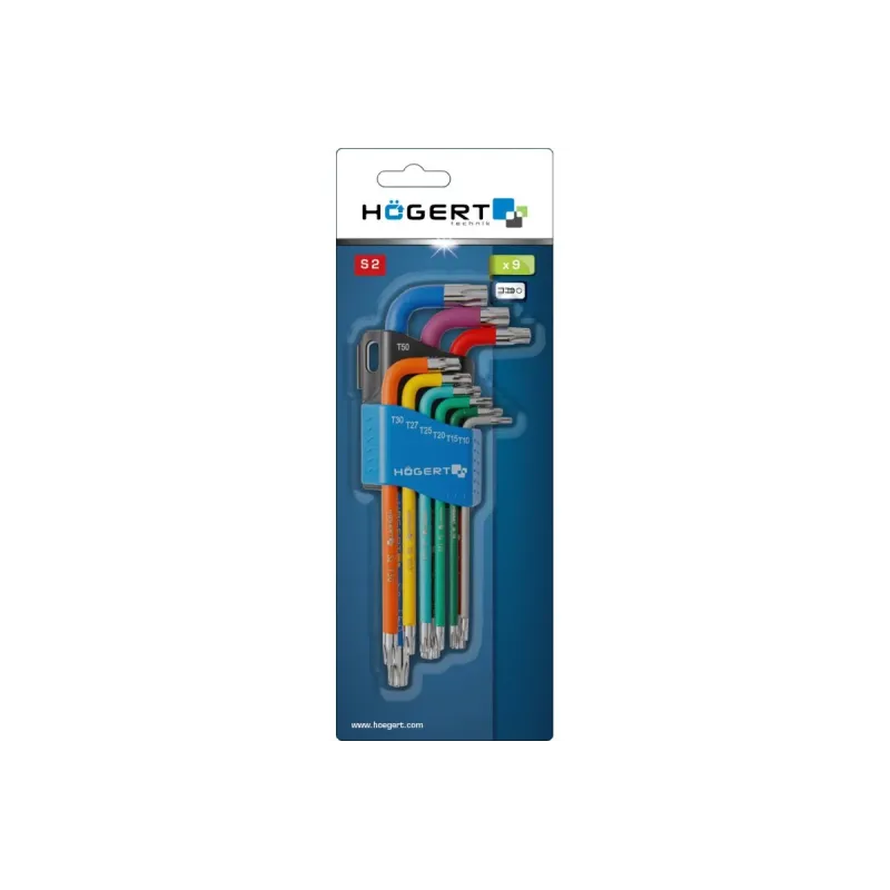 HOEGERT Набір ключів TORX,кольорові 9 шт (HT1W817)