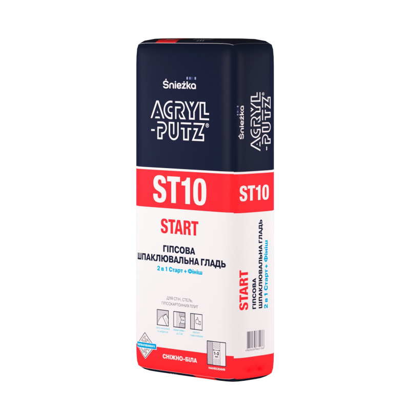 Шпаклівка гіпсова Sniezka Acryl-Putz ST10 2в1 універсальна 20 кг