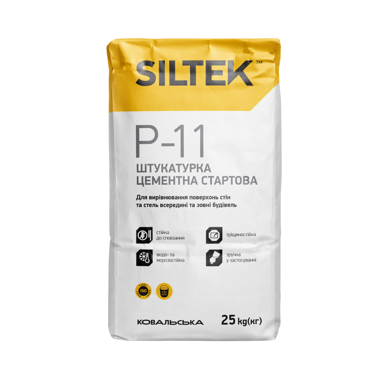 Штукатурка цементна стартова SILTEK P-11 для вирівнювальних робіт 25 кг