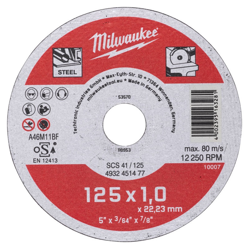 Відрізний диск по металу SCS 41/125х1 MILWAUKEE  (4932451477)