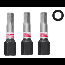 Біта MILWAUKEE SHOCKWAVE, Hex4, 25мм, (3 шт.) (4932500380)