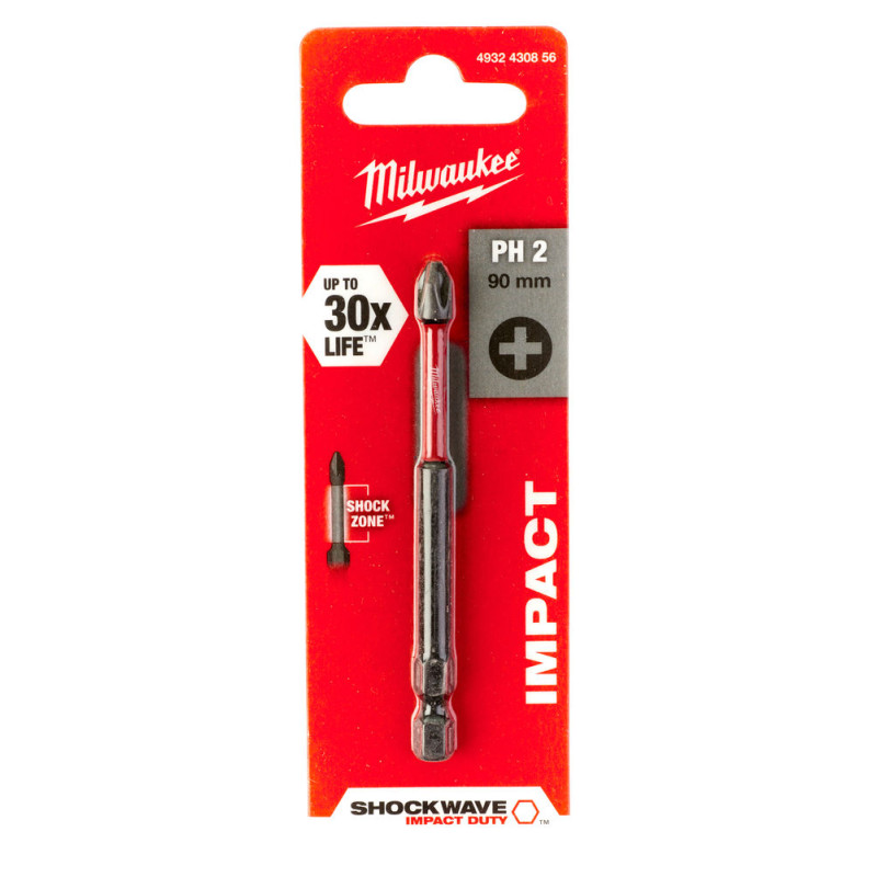 Біта SHOCKWAVE MILWAUKEE, PH2, 90мм (1шт) (4932430856)