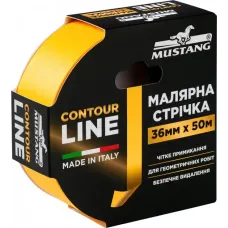 Малярна стрічка рисова MUSTANG CONTOUR LINE жовта 36мм*50м