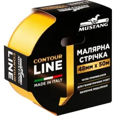 Малярна стрічка рисова MUSTANG CONTOUR LINE жовта 48мм*50м