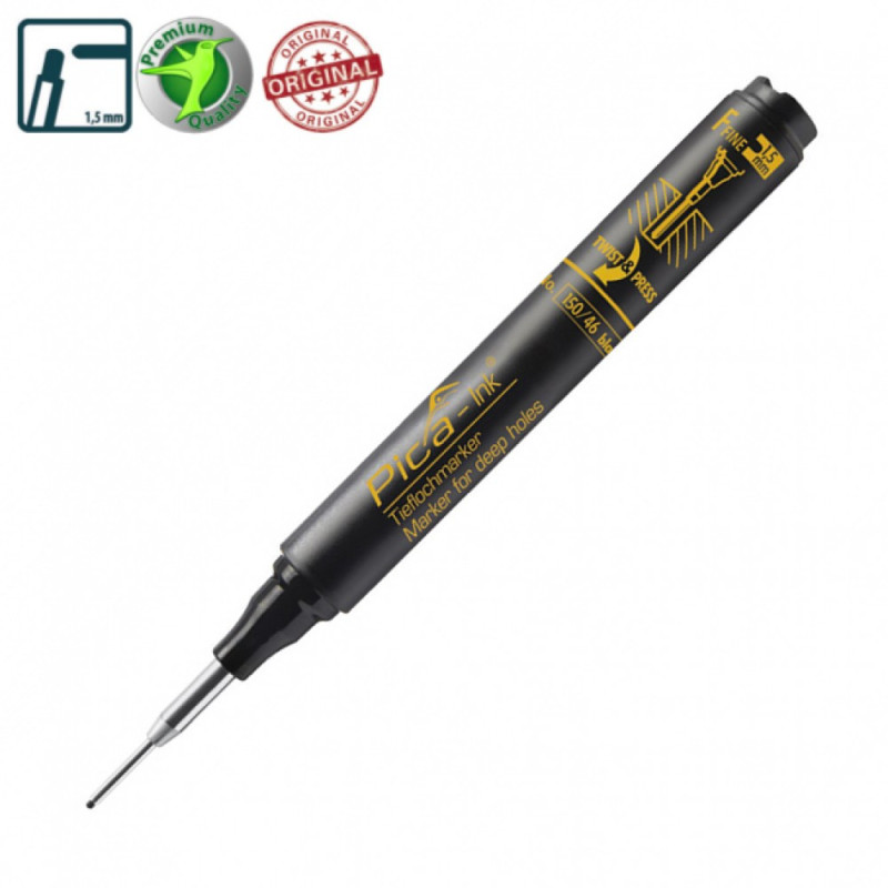 Маркер фірмовий з довгим носиком Pica-Ink Deep Hole Marker, 150/46 чорний (150/46)