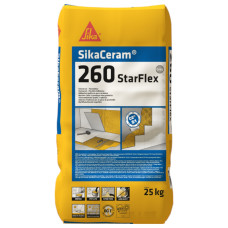 Клей для плитки високоеластичний Sika Ceram-260 StarFlex для великого формату білий